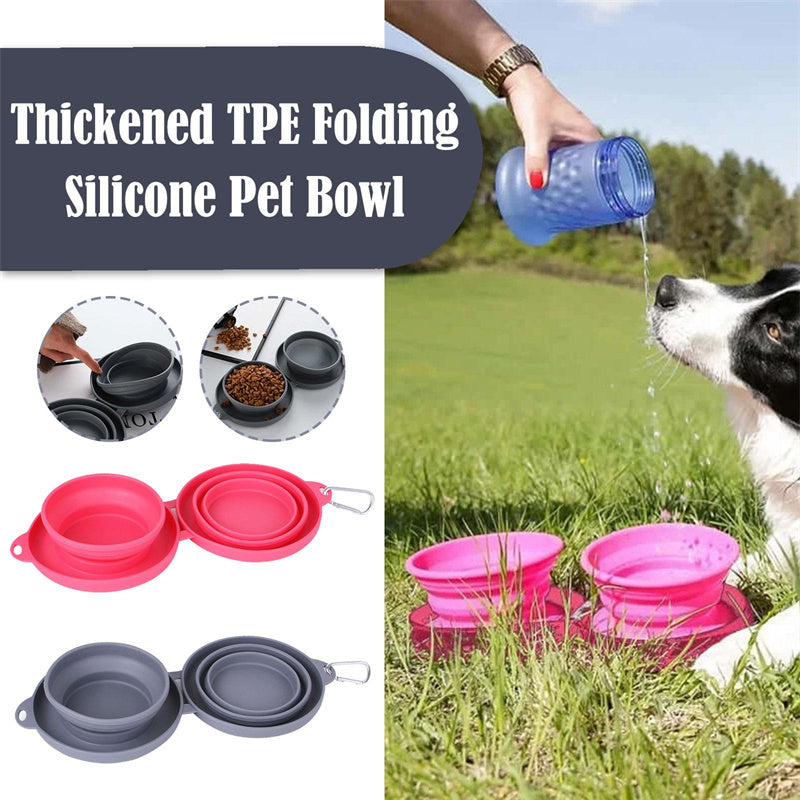 Rubber Foldable Double Pet Feeding Bowl – For Dogs & Cats