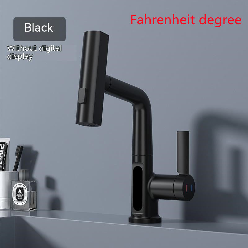 Intelligent Digital Display Pull-Out Basin Faucet – Rotating & Temperature Display