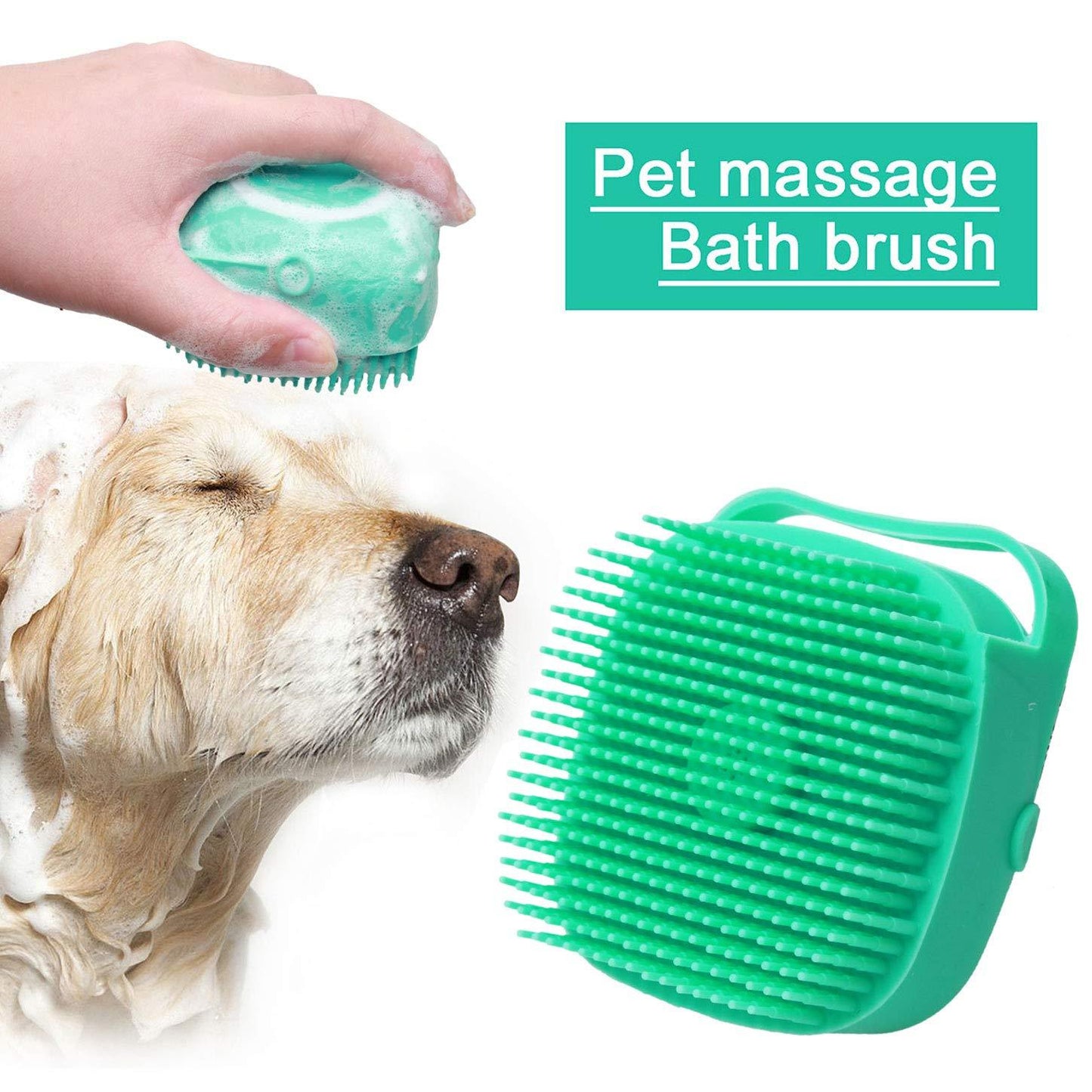 Pet Shampoo Massager Brush – Silicone Grooming Scrubber for Dogs & Cats