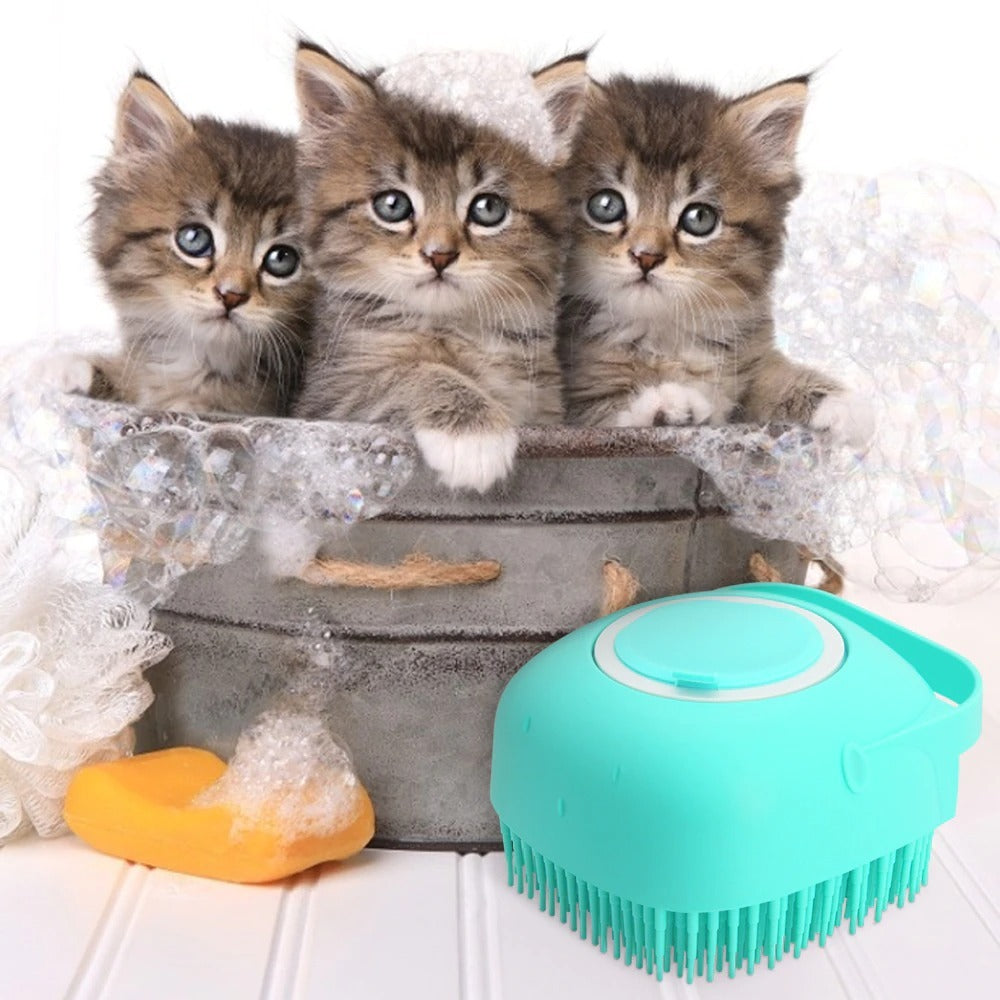Pet Shampoo Massager Brush – Silicone Grooming Scrubber for Dogs & Cats