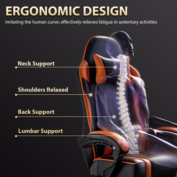 Ergonomic Gaming Chair with Footrest & Lumbar Support