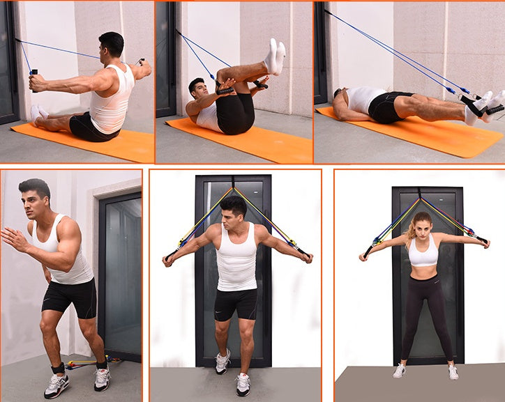 11 Pcs Resistance Band Elastic Pull Rope Set – Full Body Workout Kit