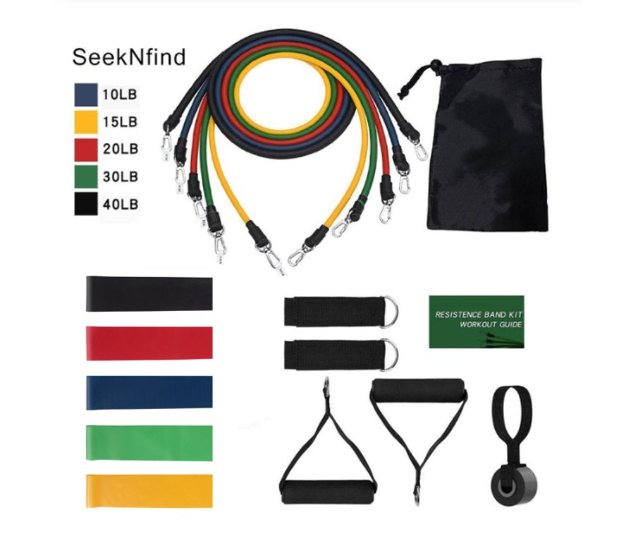 11 Pcs Resistance Band Elastic Pull Rope Set – Full Body Workout Kit