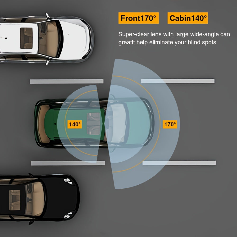 1080P Dash Cam Front & Inside | Night Vision, G-Sensor, Loop Recording