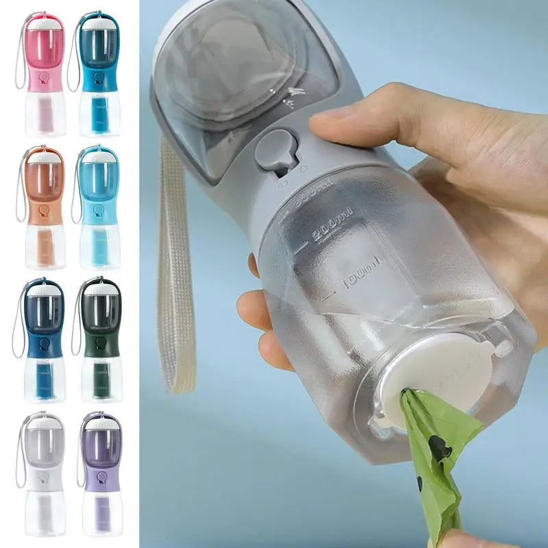 3-in-1 Portable Dog Water Cup – Food, Water & Waste Bag Dispenser