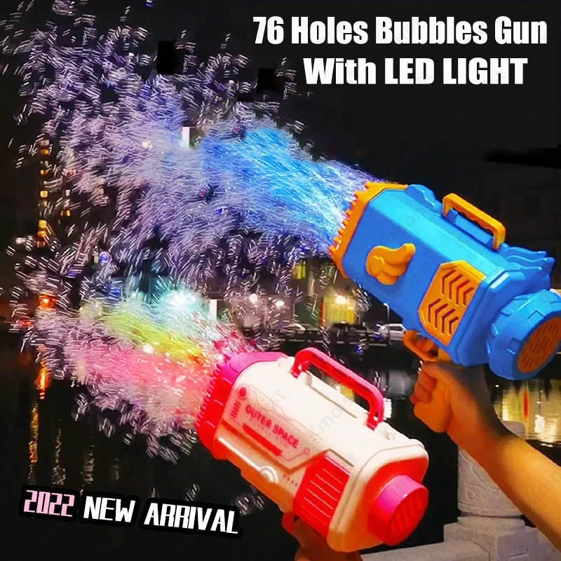 69-Hole Rocket Bubble Gun with Lights – Automatic Bubble Blower for Kids