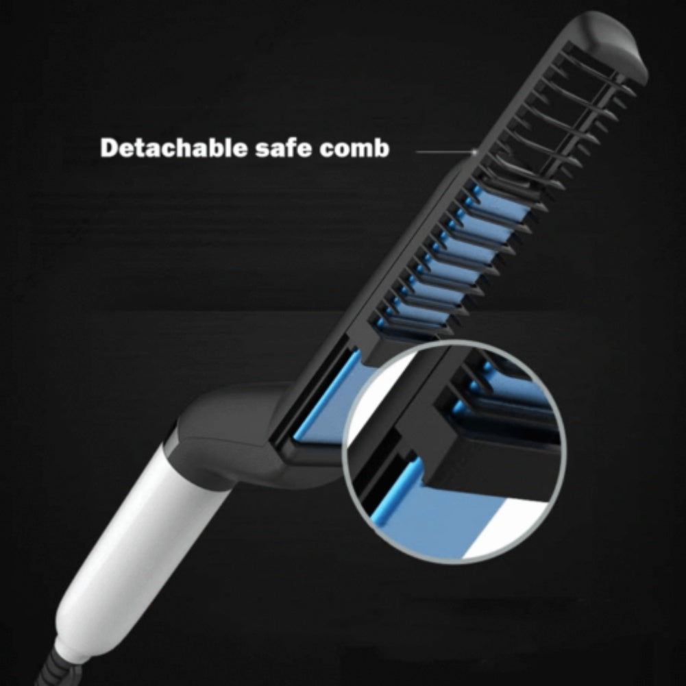 Men’s Beard & Hair Straightener Brush – Quick Heating Styler Comb 2-in-1