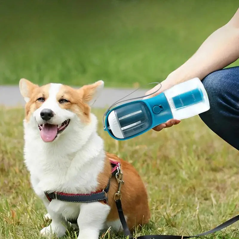 3-in-1 Portable Dog Water Cup – Food, Water & Waste Bag Dispenser