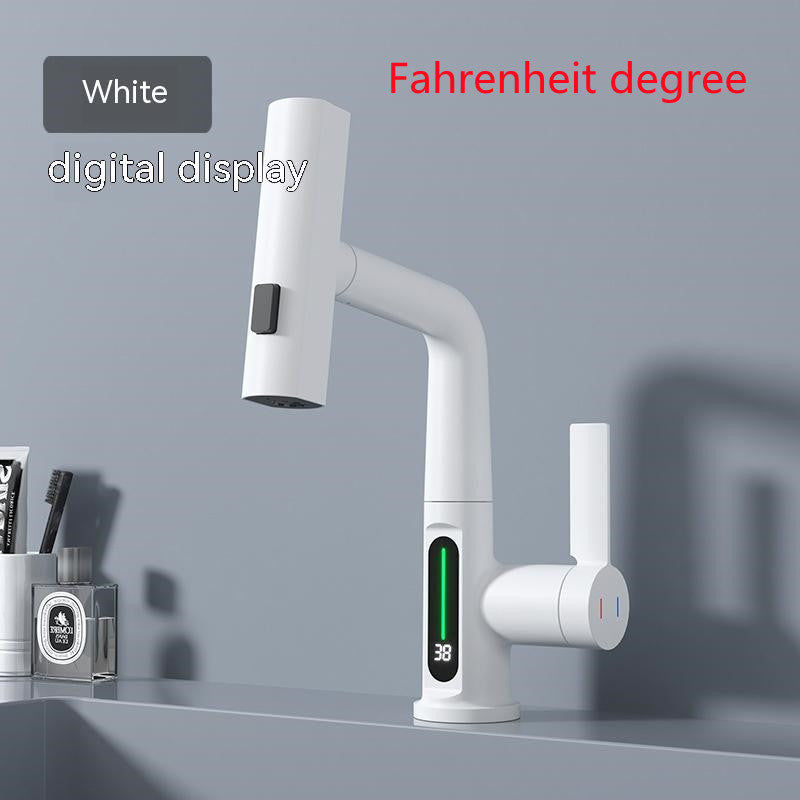 Intelligent Digital Display Pull-Out Basin Faucet – Rotating & Temperature Display