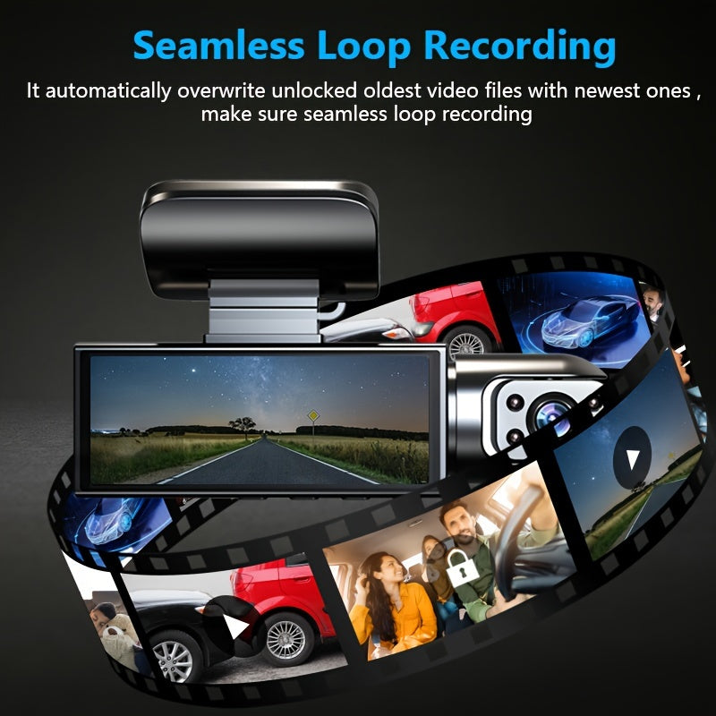 1080P Dash Cam Front & Inside | Night Vision, G-Sensor, Loop Recording