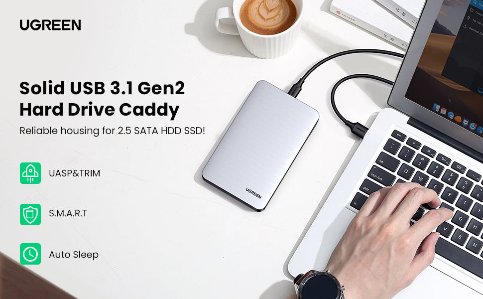 2.5" SATA to USB-C 3.1 Gen 2 HDD SSD Enclosure Aluminum Case