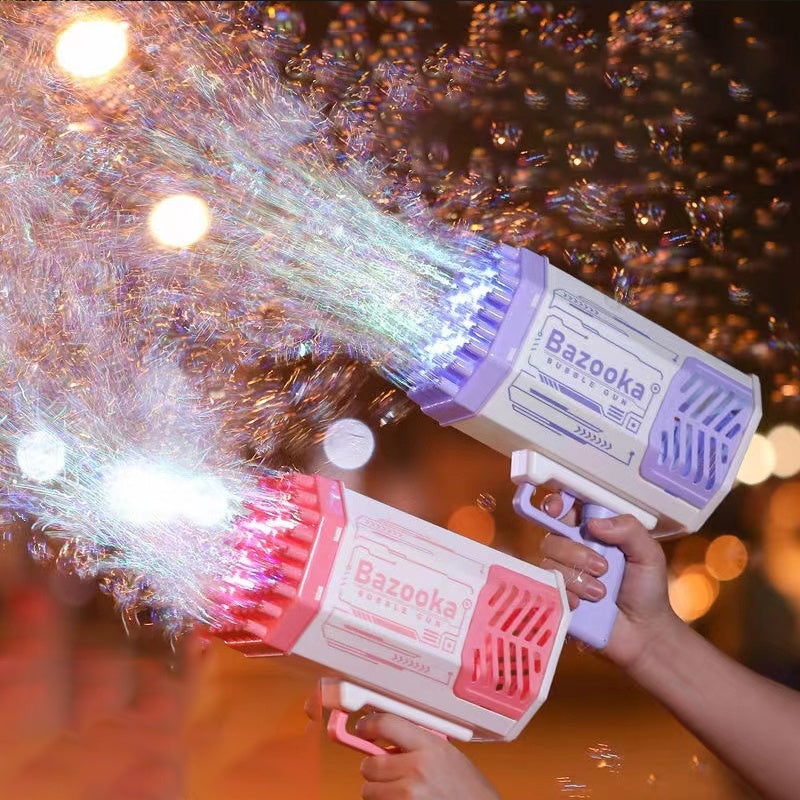 69-Hole Rocket Bubble Gun with Lights – Automatic Bubble Blower for Kids