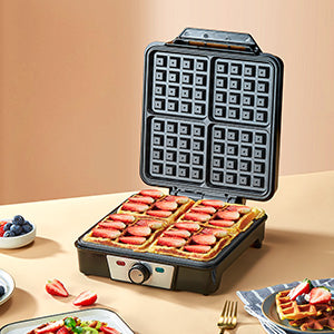 4-Slice Belgian Waffle Maker with Nonstick Plates – 1200W Compact