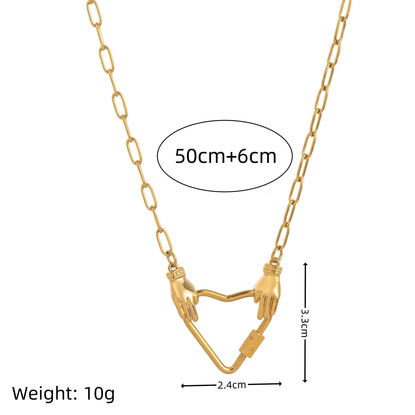18K Gold Plated Carabiner Chain Necklace – Unisex Link Jewelry