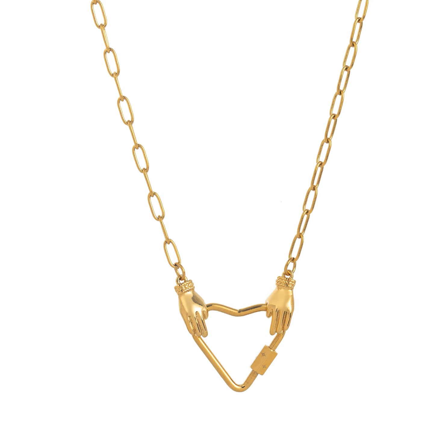 18K Gold Plated Carabiner Chain Necklace – Unisex Link Jewelry