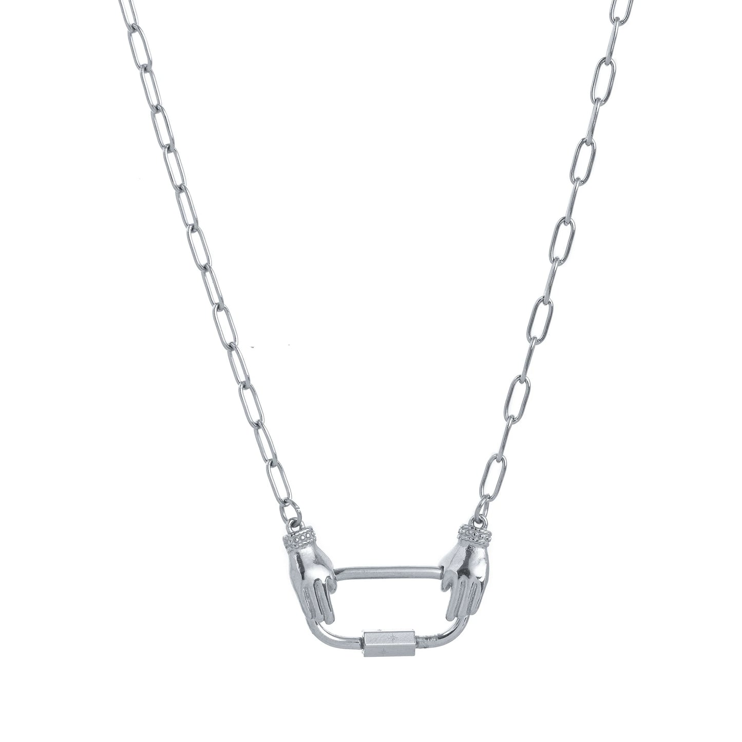 18K Gold Plated Carabiner Chain Necklace – Unisex Link Jewelry