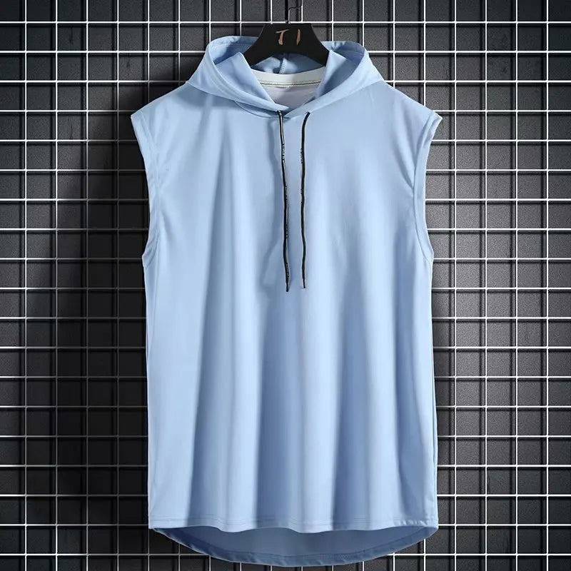 Men’s Solid Color Hooded Tank Top