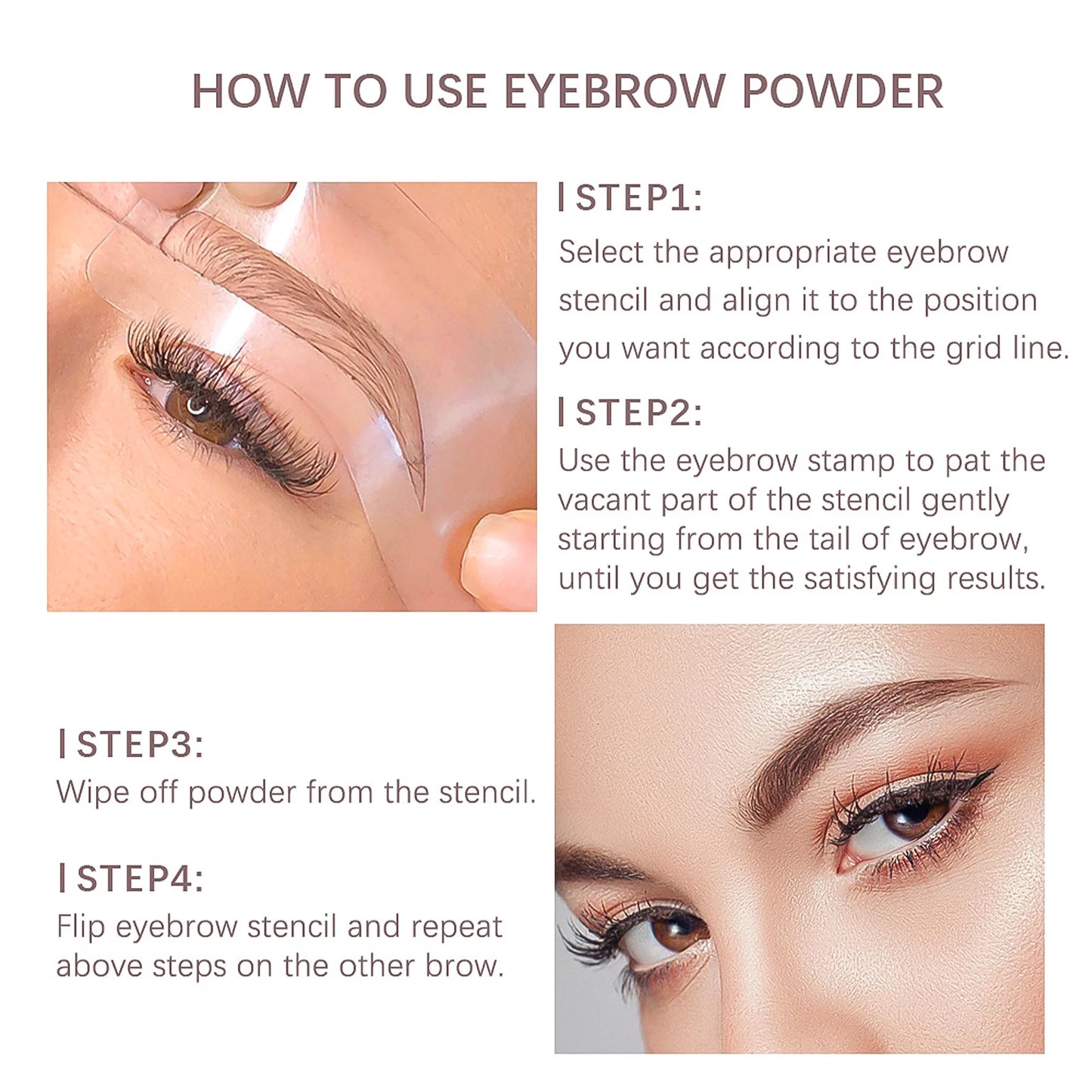 Eyebrow Stamp Stencil Kit – Waterproof Brow Makeup with 10 Stencils