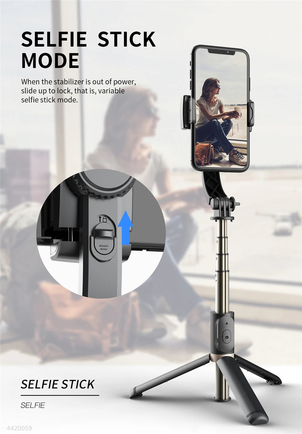 Roreta 2025 Gimbal Selfie Stick – Foldable Bluetooth Tripod for iOS & Android