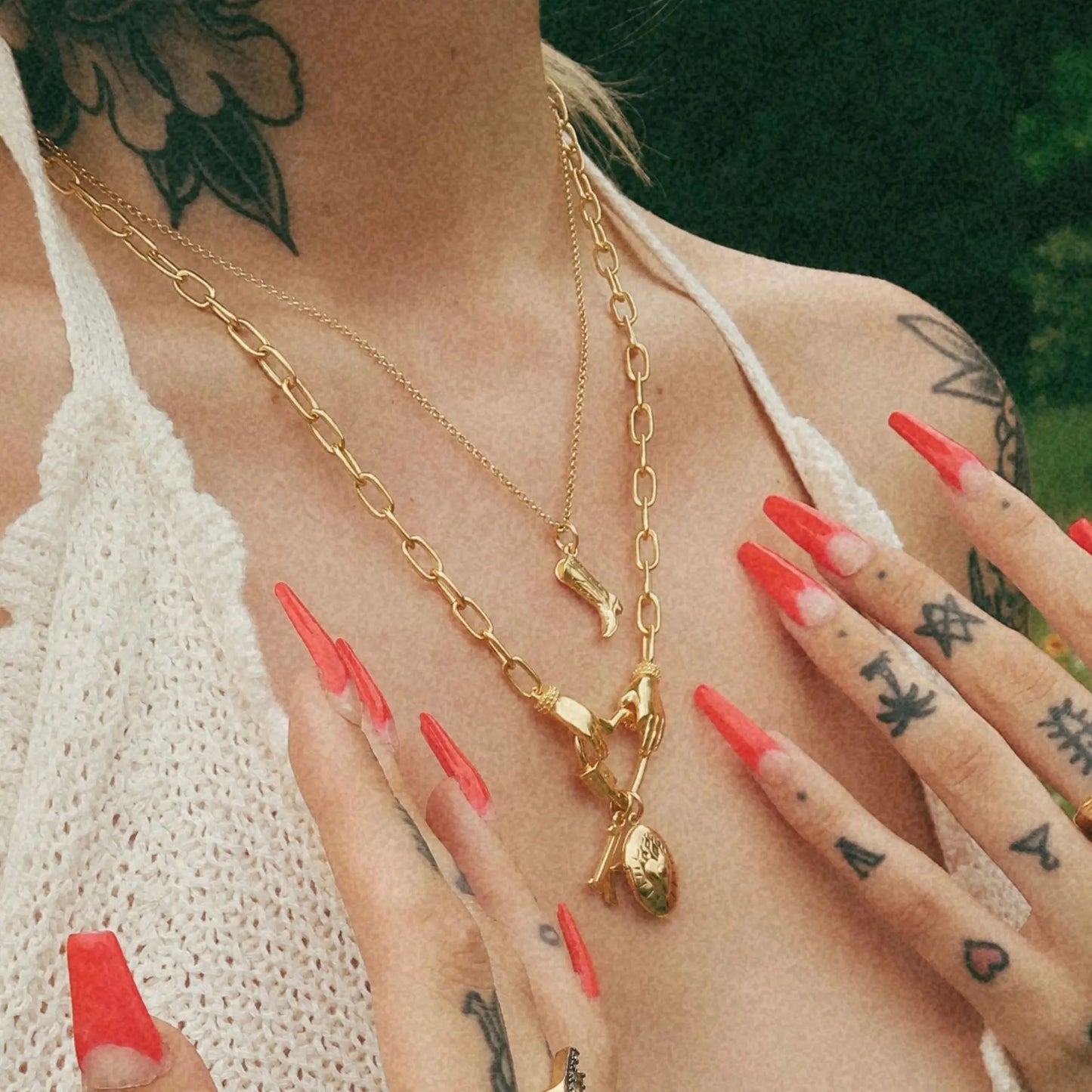 18K Gold Plated Carabiner Chain Necklace – Unisex Link Jewelry