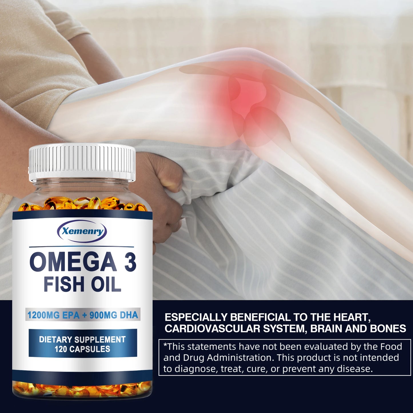 Omega-3 Fish Oil 120 Capsules – Brain, Heart & Skin Health Support