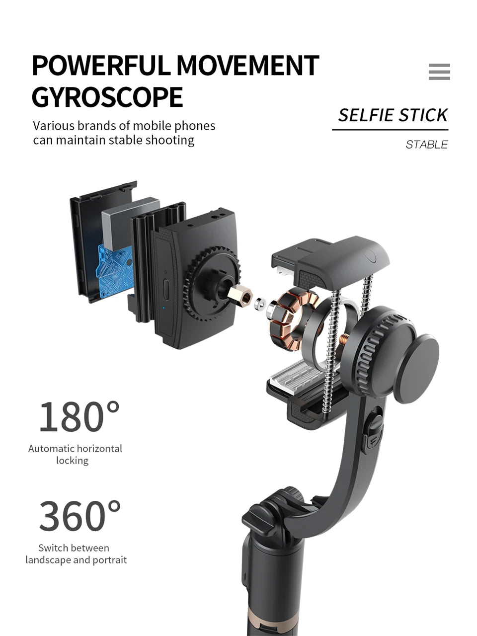 Roreta 2025 Gimbal Selfie Stick – Foldable Bluetooth Tripod for iOS & Android