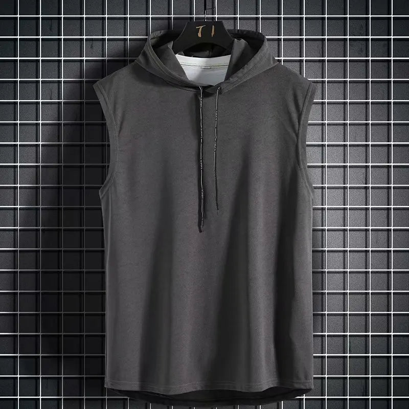Men’s Solid Color Hooded Tank Top