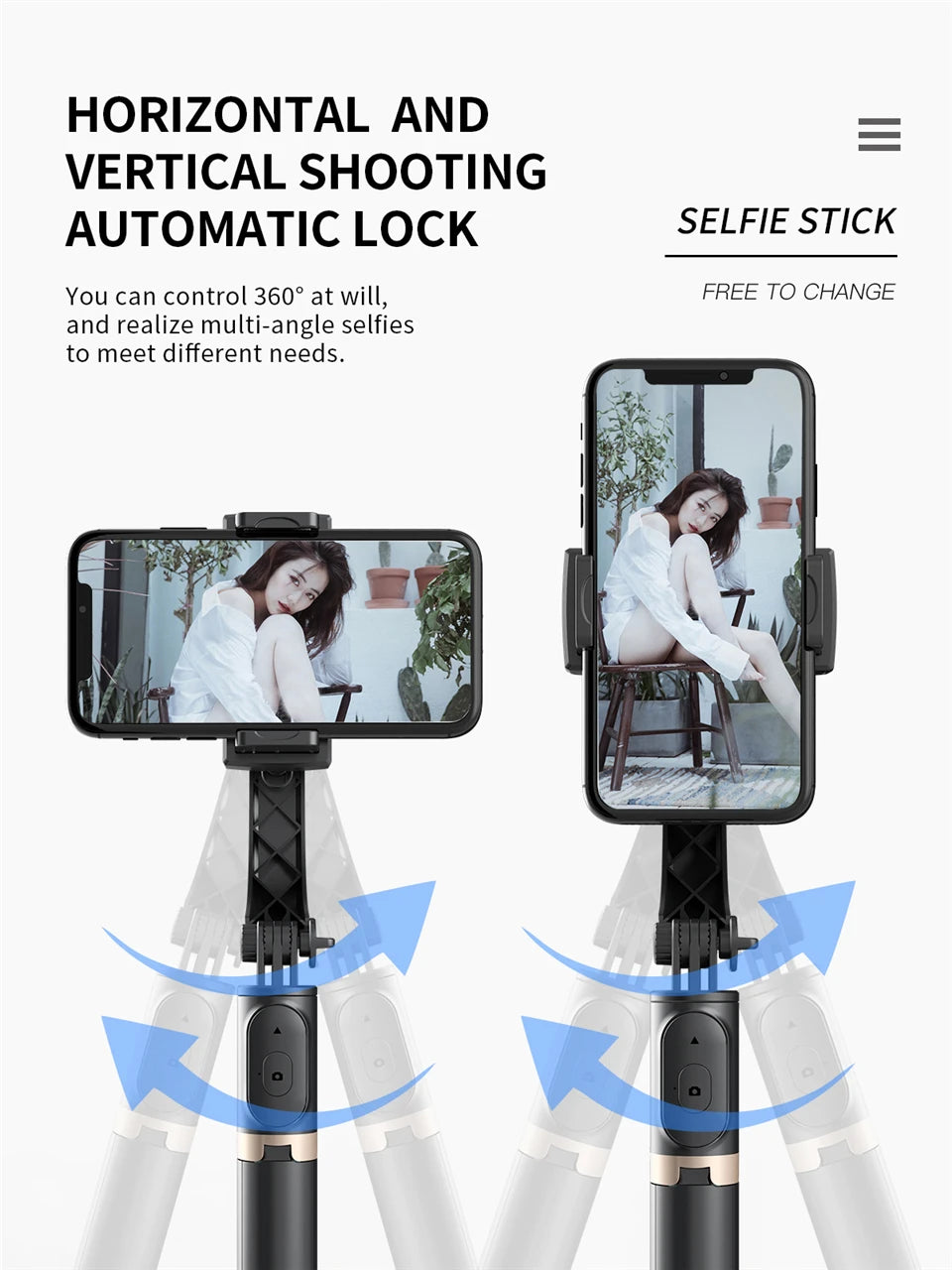 Roreta 2025 Gimbal Selfie Stick – Foldable Bluetooth Tripod for iOS & Android