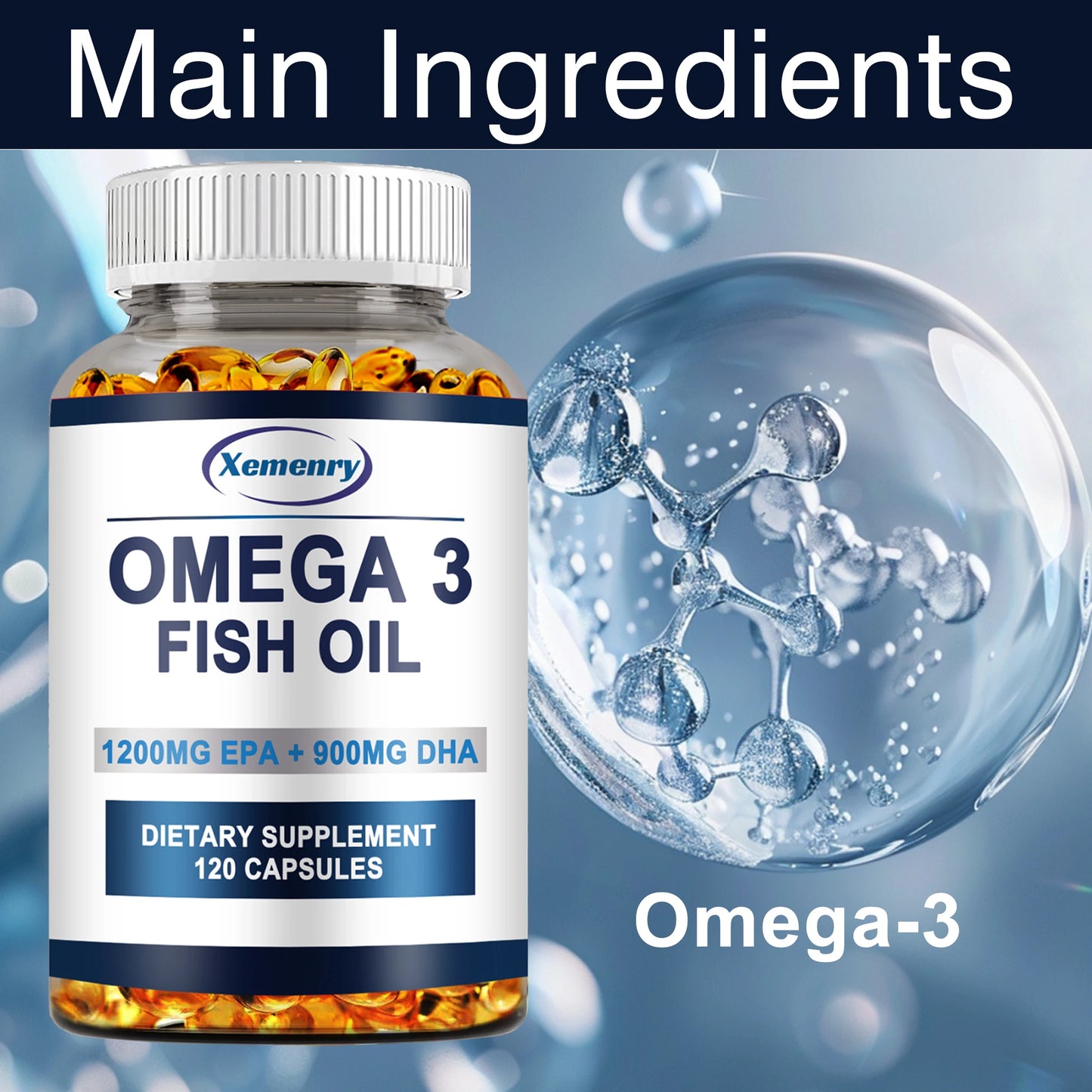 Omega-3 Fish Oil 120 Capsules – Brain, Heart & Skin Health Support