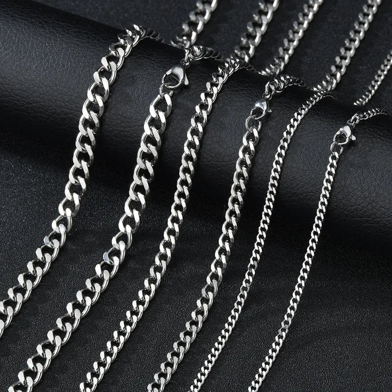 Basic Punk Stainless Steel Curb Cuban Necklaces – Black & Gold