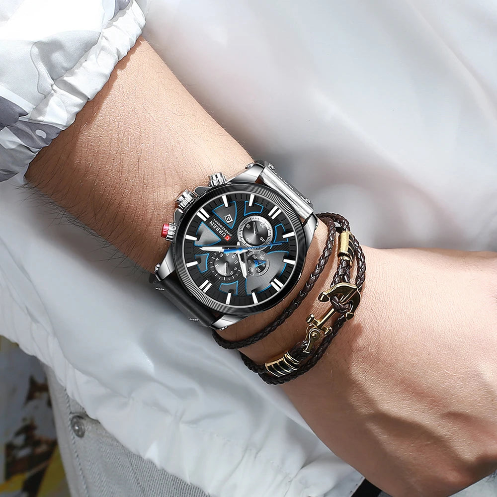 Chronograph Sport Men’s Quartz Watch – Leather Strap Fashion Gift