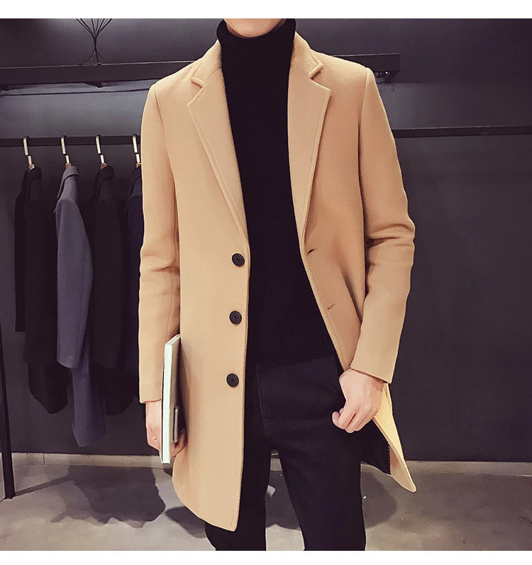 Cartmela 2024 Wool-Blend Long Coat for Men