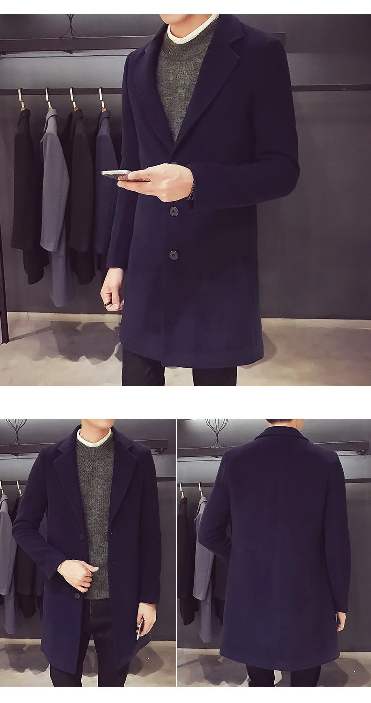 Cartmela 2024 Wool-Blend Long Coat for Men