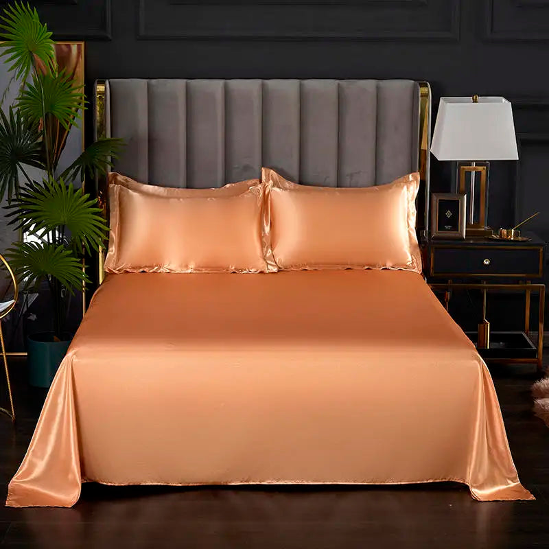 Summer Ice Cool Satin Smooth Flat Bed Sheet – Double Bedding