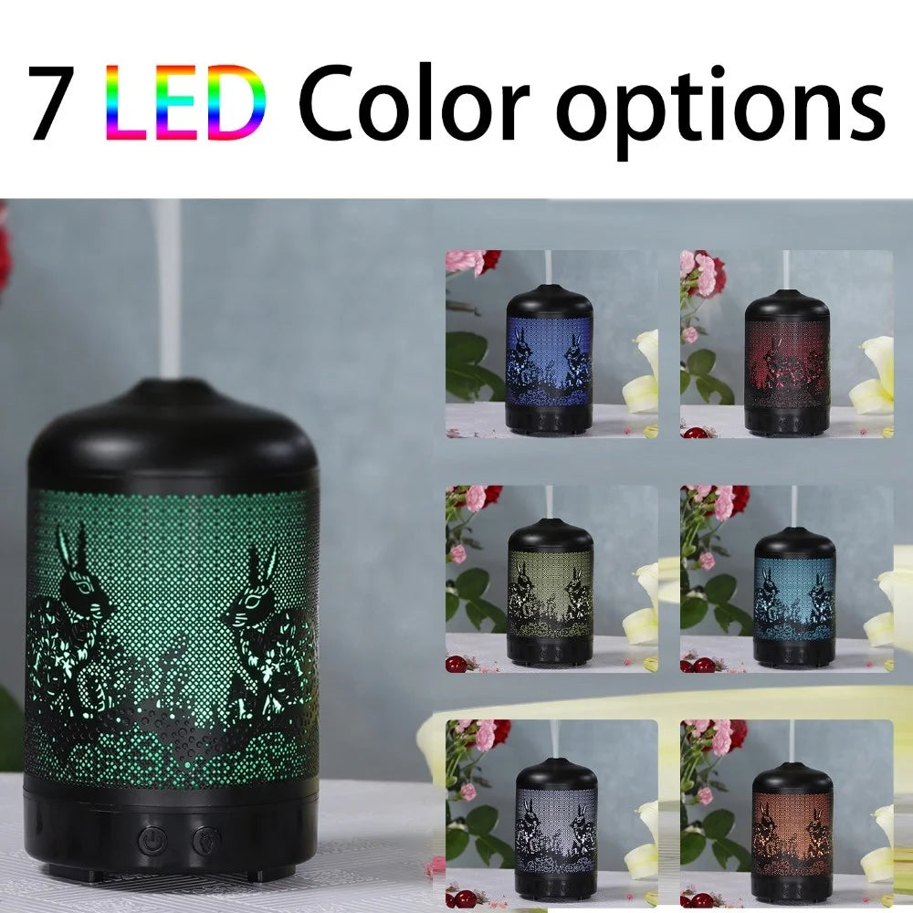 100ml Ultrasonic Aroma Diffuser – Metal Design & 7-Color LED