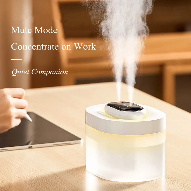 1L Double Nozzle LED Air Humidifier – Rechargeable Ultrasonic Diffuser