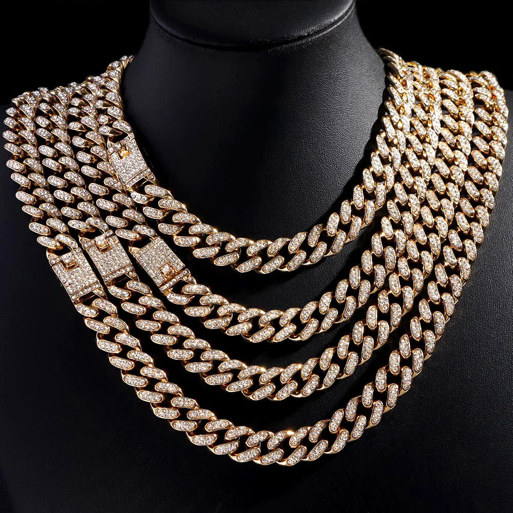 Hip Hop Iced Out Cuban Link Chain Necklace – Gold & Silver Men’s Gift