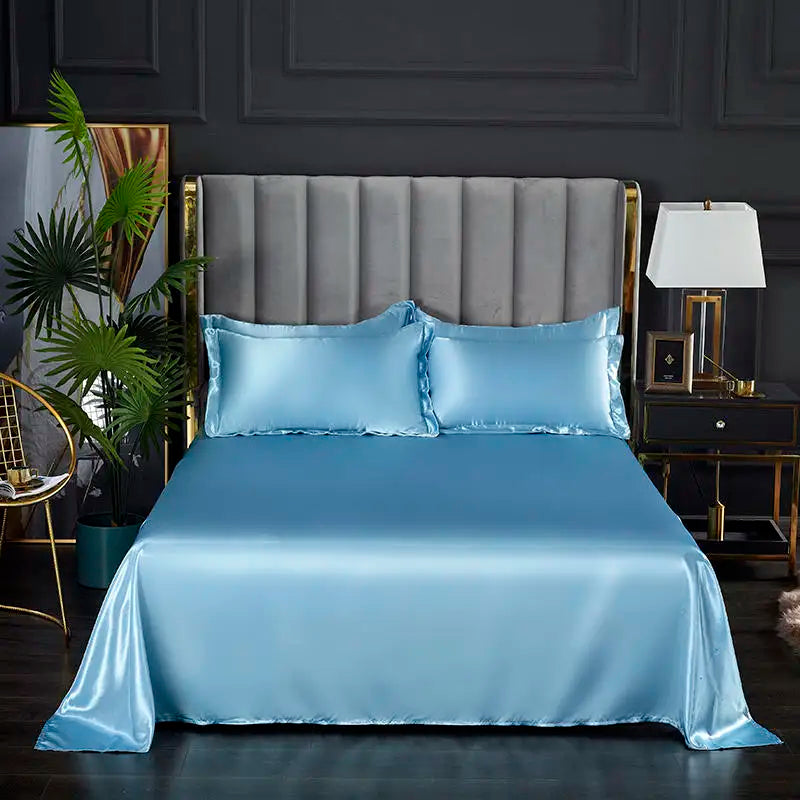 Summer Ice Cool Satin Smooth Flat Bed Sheet – Double Bedding