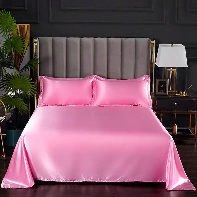 Summer Ice Cool Satin Smooth Flat Bed Sheet – Double Bedding