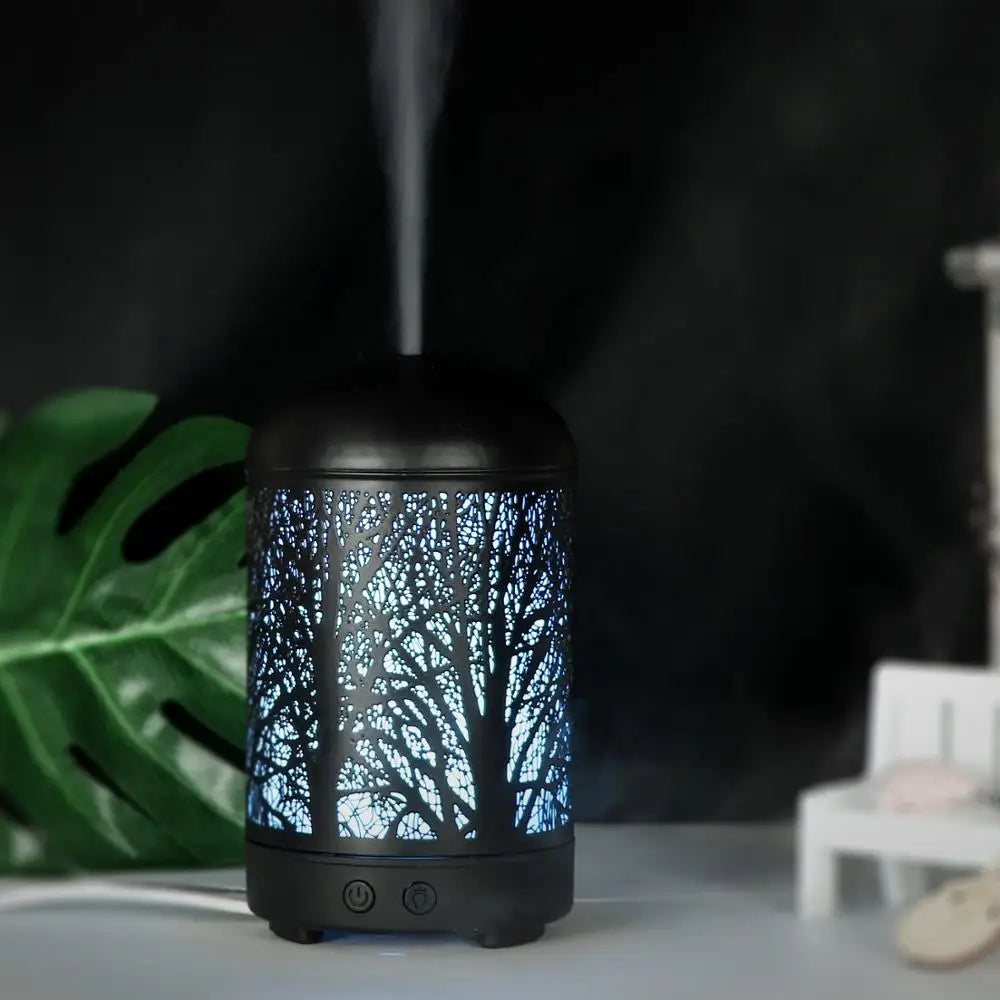 100ml Ultrasonic Aroma Diffuser – Metal Design & 7-Color LED