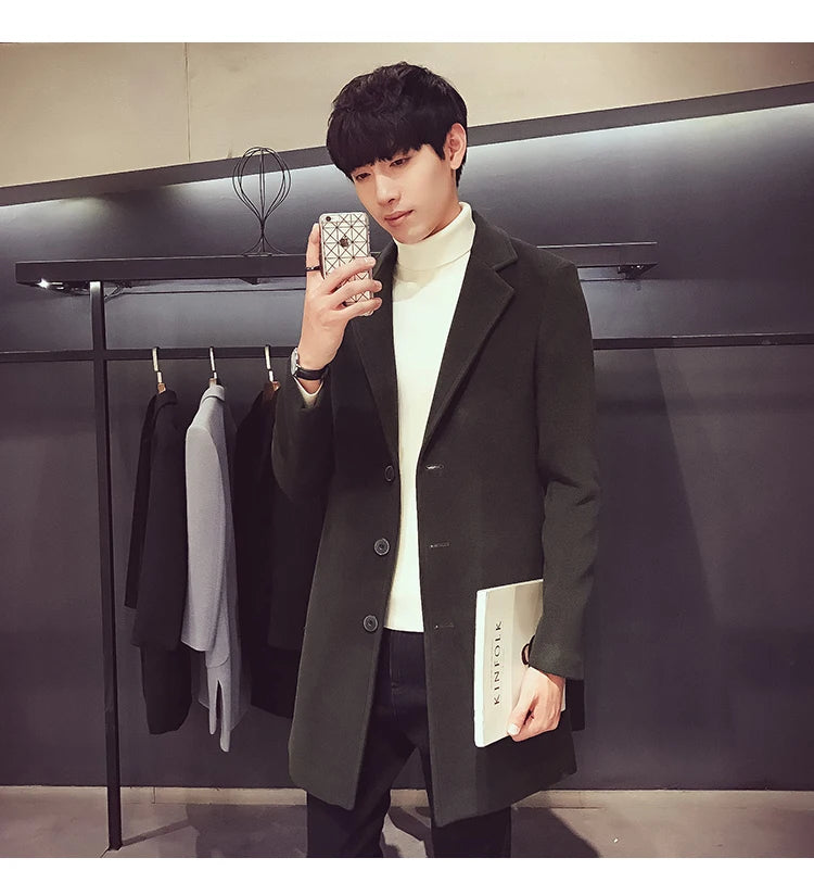 Cartmela 2024 Wool-Blend Long Coat for Men