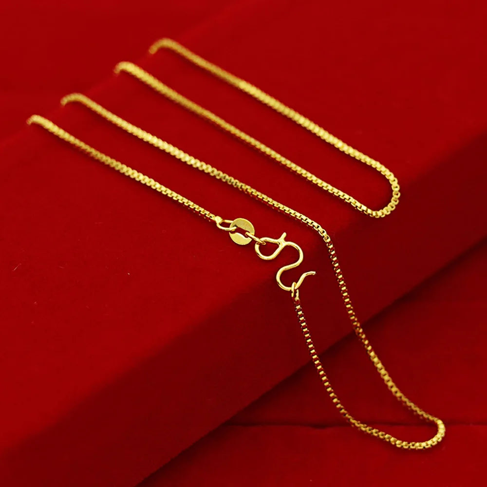 Yellow Gold Plated Wave Chain Necklace – 45cm Snake, Box, O Links