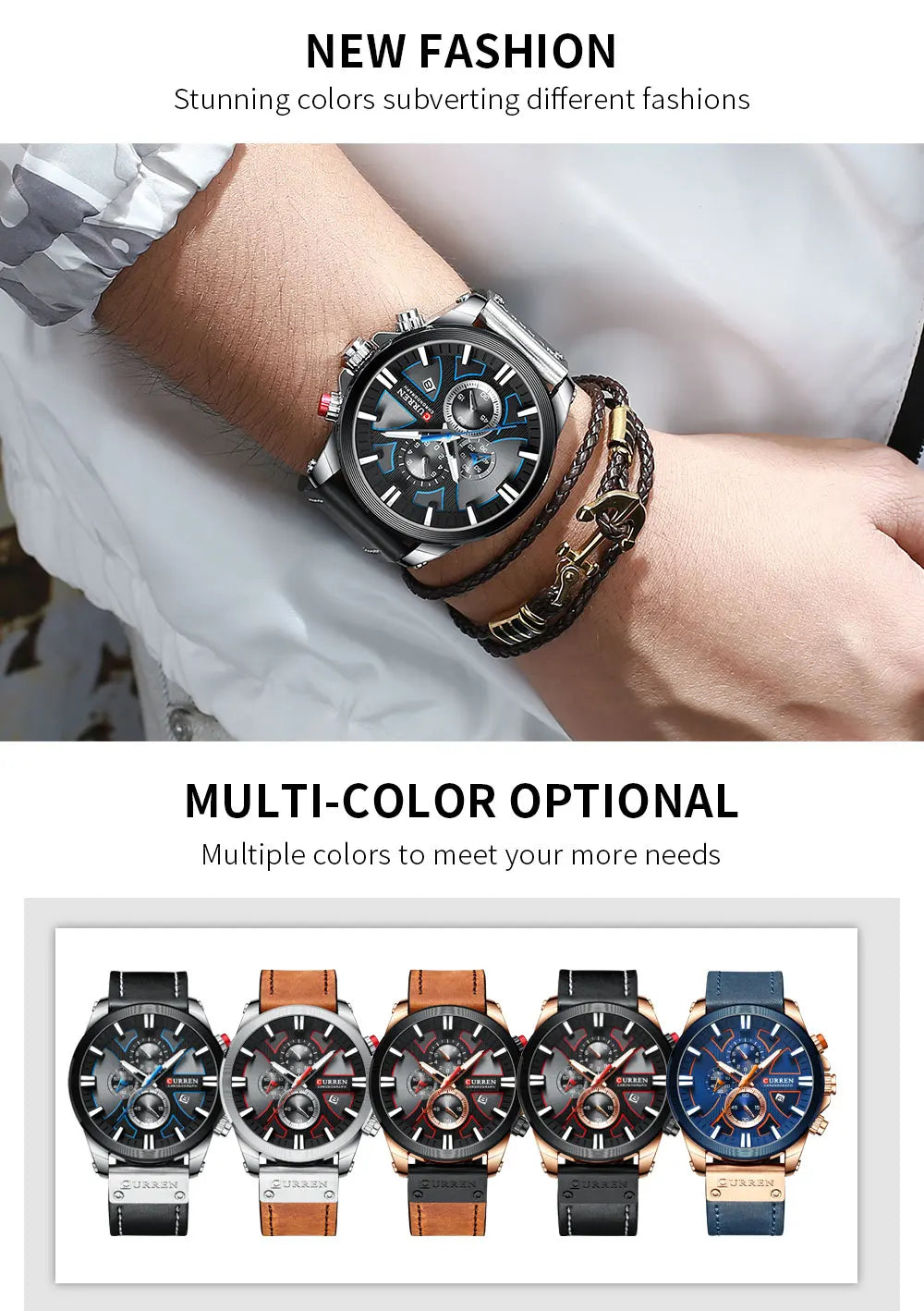 Chronograph Sport Men’s Quartz Watch – Leather Strap Fashion Gift