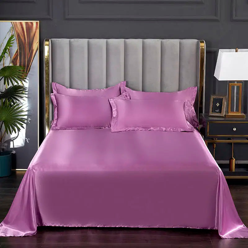 Summer Ice Cool Satin Smooth Flat Bed Sheet – Double Bedding