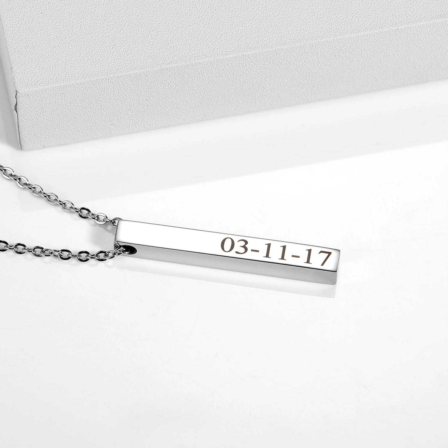 Custom Engraved 3D Name Bar Necklace – Stainless Steel Jewelry