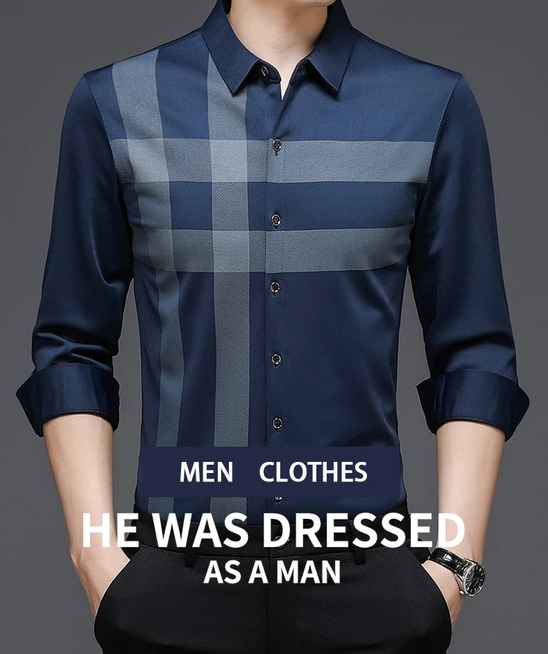 Men’s Striped Vintage Shirt – Long Sleeve Spring/Autumn Casual Top