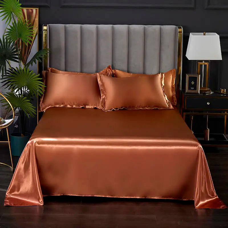 Summer Ice Cool Satin Smooth Flat Bed Sheet – Double Bedding