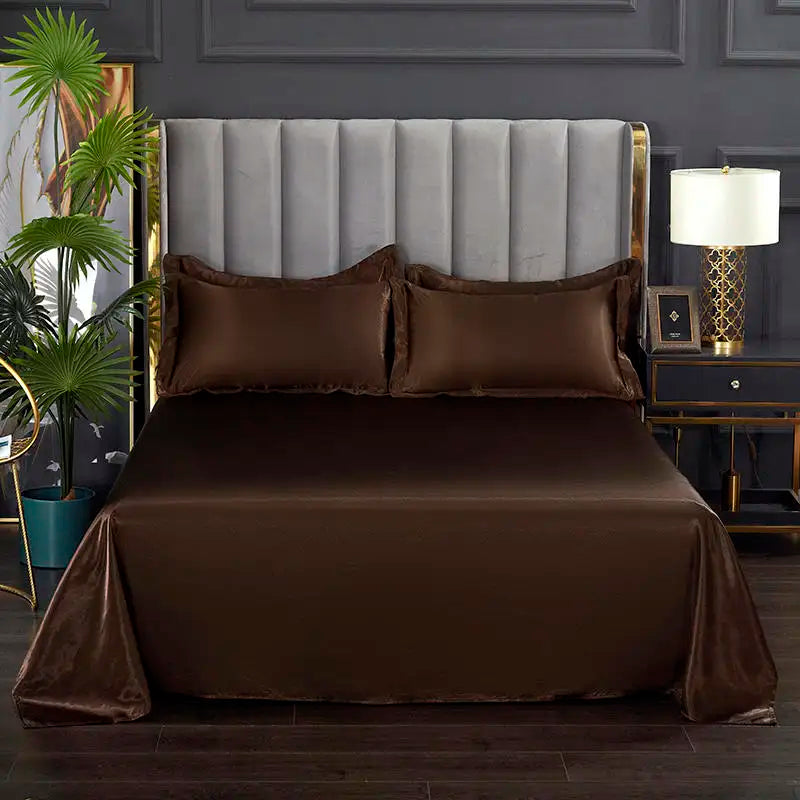Summer Ice Cool Satin Smooth Flat Bed Sheet – Double Bedding