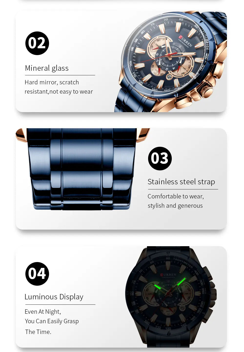 Casual Sport Chronograph Men’s Watch – Stainless Steel Band Quartz