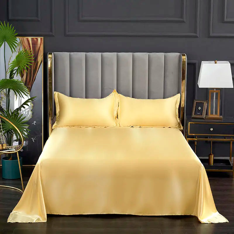 Summer Ice Cool Satin Smooth Flat Bed Sheet – Double Bedding